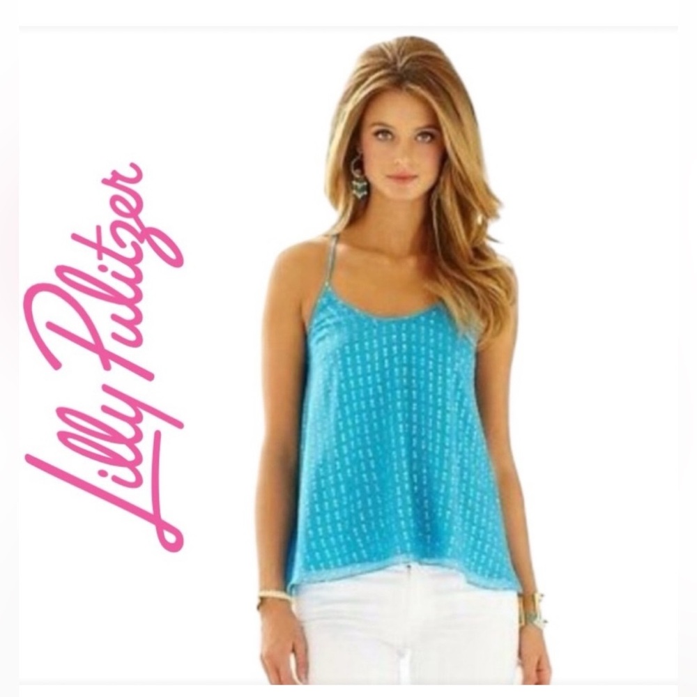 Lilly Pulitzer NWT Silk Maisy top in silk Ariel Blue size small